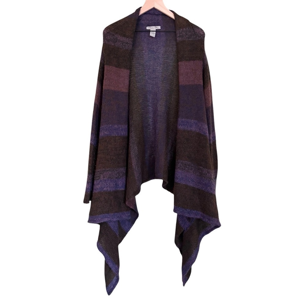 Women’s Olivia Sky purple striped open front waterfall cardigan sweater size 1x